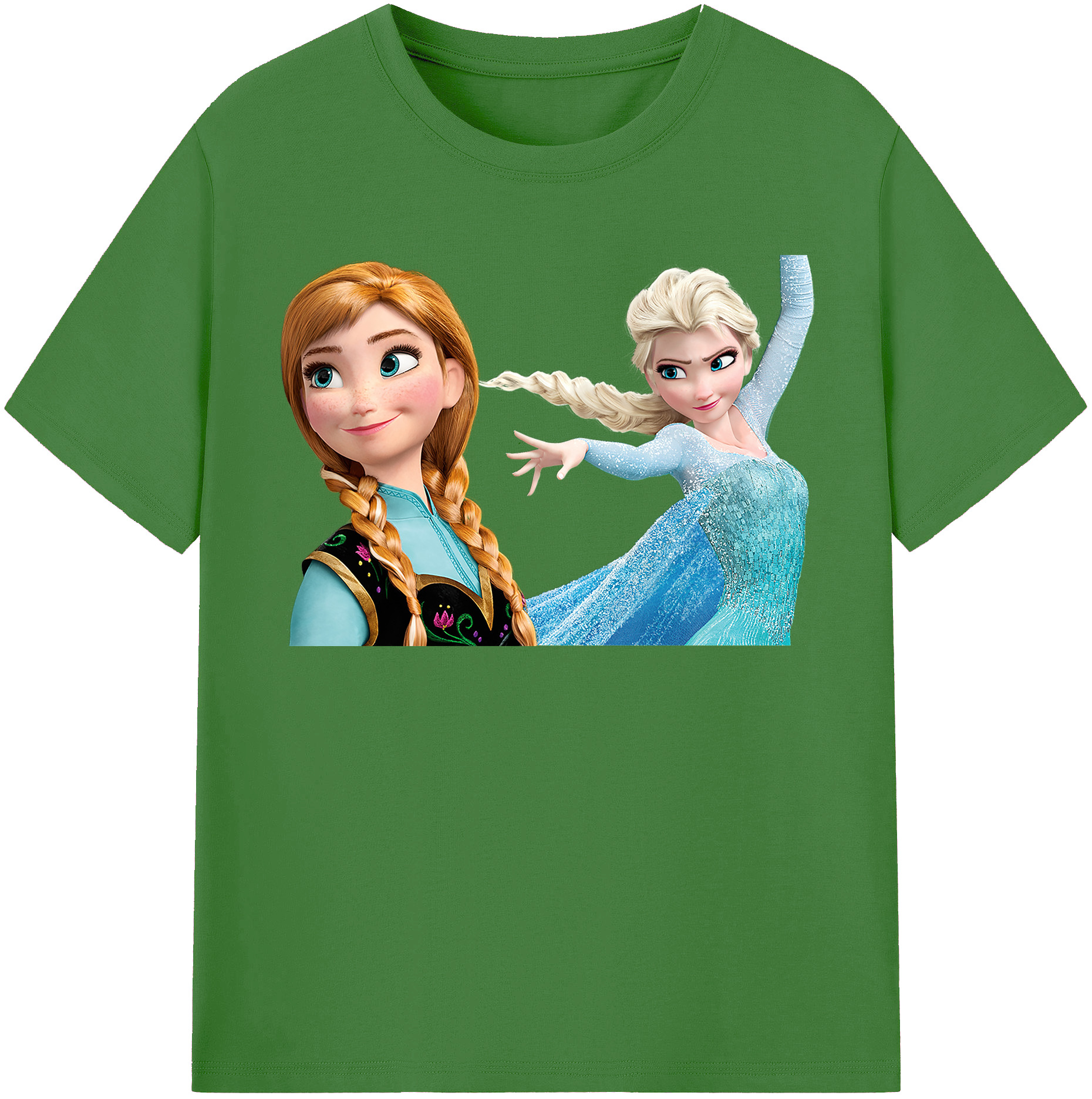 （画像用） アナと雪の女王 アンナ エルサ Frozen Anna Elsa レディースカジュアルプリントTシャツ（綿100％）
